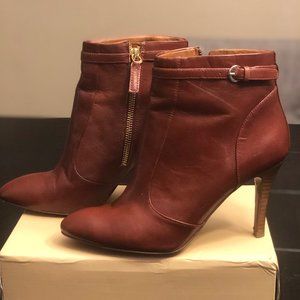 Brown Tan Leather Ankle Bootie